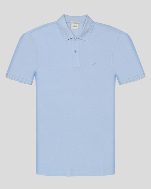 'СВЕТЛОСИНЯ СТРУКТУРНА ТЕНИСКА ОТ ВИСОКОКАЧЕСТВЕН ПАМУК SUPIMA