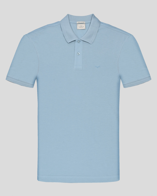 'ПАСТЕЛНО СИНЯ ТЕНИСКА С ПОЛО ЯКА ОТ ВИСОКОКАЧЕСТВЕН ПАМУК SUPIMA