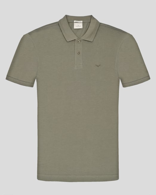 ' ПОЛО ТЕНИСКА ОТ ВИСОКОКАЧЕСТВЕН ПАМУК SUPIMA В ЦВЯТ КАКИ