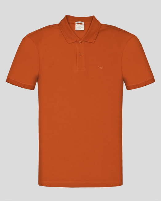 ' ОРАНЖЕВА ПОЛО ТЕНИСКА ОТ ВИСОКОКАЧЕСТВЕН ПАМУК SUPIMA С ЛОГО