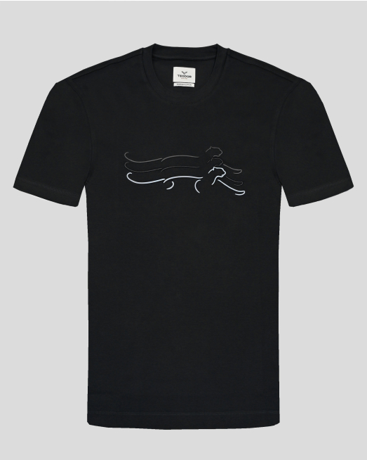 'ЧЕРНА ТЕНИСКА ОТ PREMIUM ПАМУК С КОНТРАСТЕН ГУМИРАН ПРИНТ ПАНТЕРА 