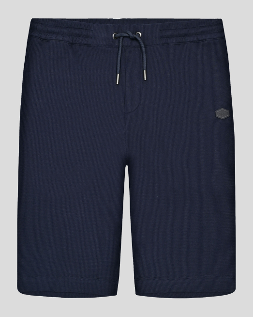 'ТЪМНОСИНИ БЕРМУДИ ОТ PREMIUM ПАМУК С ГУМИРАНО ЛОГО