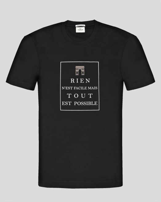 'ЧЕРНА ТЕНИСКА ОТ PREMIUM ПАМУК С ЕФЕКТЕН ПРИНТ В ПРЕДНА ЧАСТ