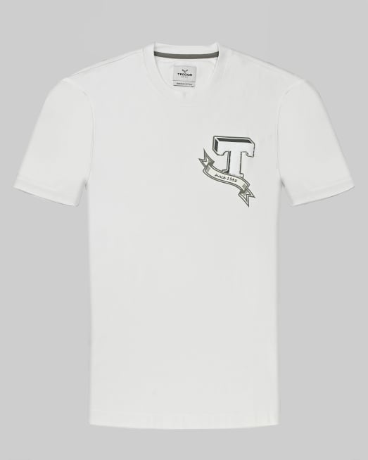 'ТЕНИСКА ОТ PREMIUM ПАМУК С ЕФЕКТЕН РЕЛЕФЕН ЛОГО ПРИНТ В ЦВЯТ ЕКРЮ