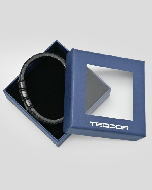 'ЧЕРНА ГРИВНА ОТ СТРУКТУРНА КОЖА С ДЕКОРАТИВНИ ЕЛЕМЕНТИ