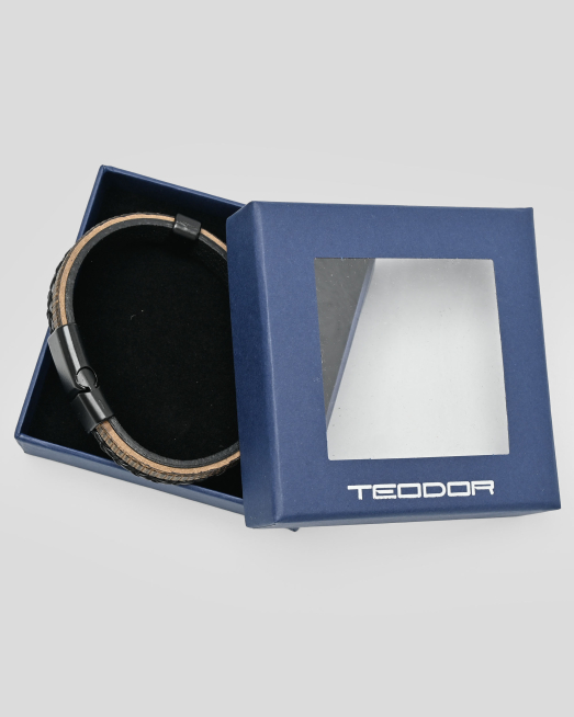 'ДВУЦВЕТНА КОМБИНИРАНА ГРИВНА ОТ ЕСТЕСТВЕНА КОЖА В КАФЯВО И ЧЕРНО