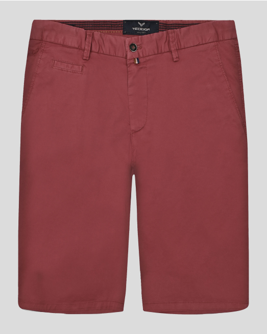 ' ТЪМНОЧЕРВЕНИ БЕРМУДИ С ИТАЛИАНСКИ ДЖОБОВЕ  ОТ ПАМУК С ЕЛАСТАН 