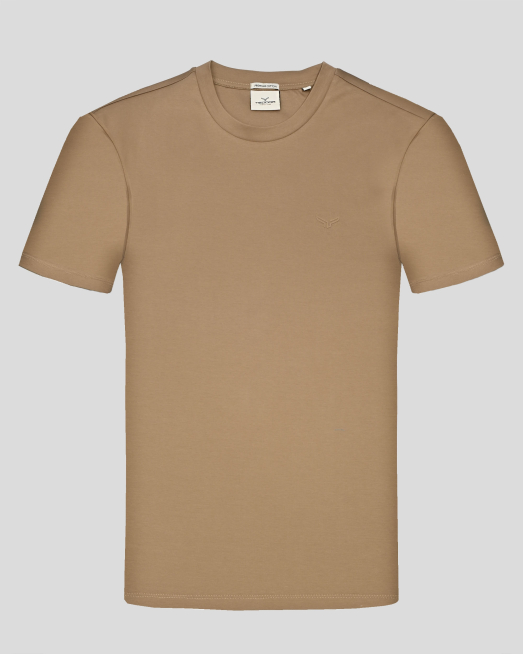 'ТЕНИСКА С ОБЛО ДЕКОЛТЕ ОТ PREMIUM ПАМУК В ЦВЯТ КАМЕЛ