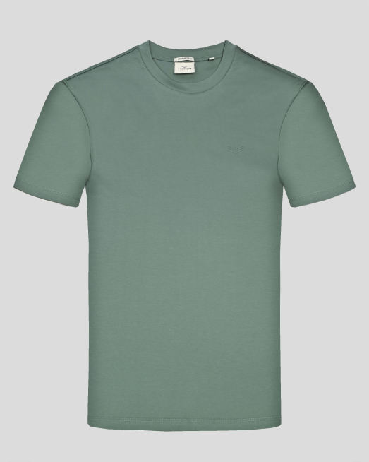 'СИНЬО-ЗЕЛЕНА ТЕНИСКА  ОТ PREMIUM ПАМУК С ОБЛО ДЕКОЛТЕ И ЛОГО