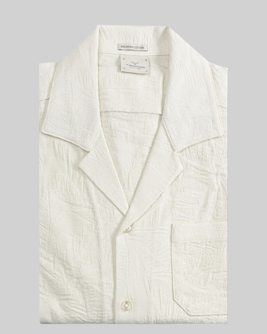 'РИЗА С КЪС РЪКАВ ОТ СТРУКТУРНО  PREMIUM ТРИКО В ЦВЯТ ЕКРЮ