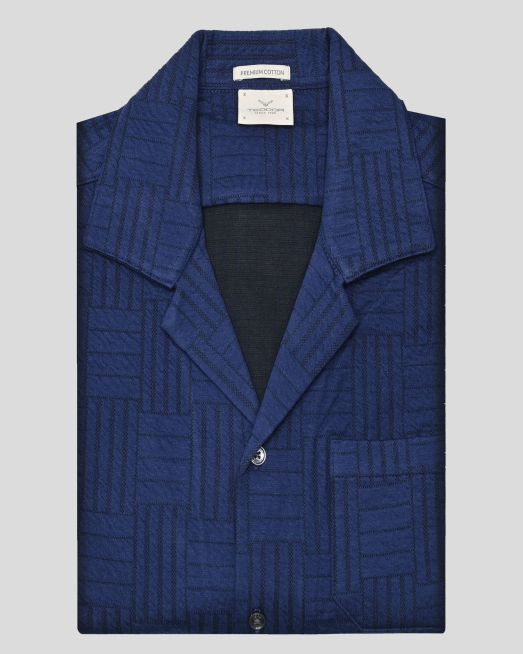 'РИЗА С КЪС РЪКАВ ОТ PREMIUM ТРИКО В ДЕНИМ СИН И ТЪМНОСИН ЦВЯТ