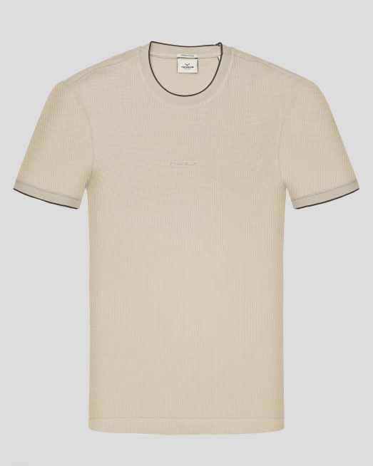 'БЕЖОВА ТЕНИСКА С ОБЛО ДЕКОЛТЕ  ОТ ВИСОКОКАЧЕСТВЕН ПАМУК SUPIMA