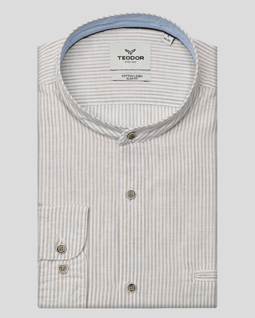 'РИЗА С ПОПСКА ЯКА ОТ ПАМУК, ЛИОСЕЛ  И ЛЕН В ЕКРЮ И БЕЖОВО