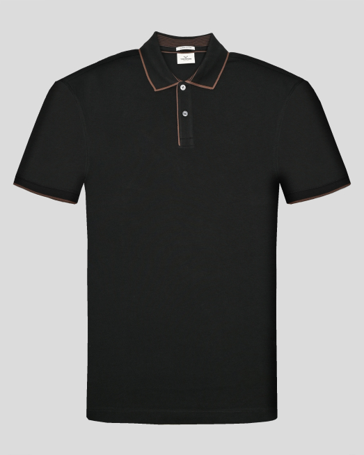 'ЧЕРНА ТЕНИСКА С ПОЛО ЯКА ОТ ВИСОКОКАЧЕСТВЕН ПАМУК SUPIMA