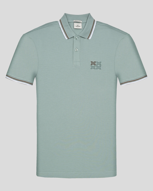 'ТЕНИСКА ОТ PREMIUM ПАМУК С БРОДЕРИЯ И КОНТРАСТНА ДЕСЕНАЦИЯ В ЦВЯТ МИНТ