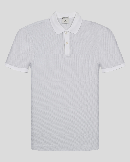 'БЯЛА ПОЛО ТЕНИСКА ОТ PREMIUM ПАМУК В СИТНА СТРУКТУРА  