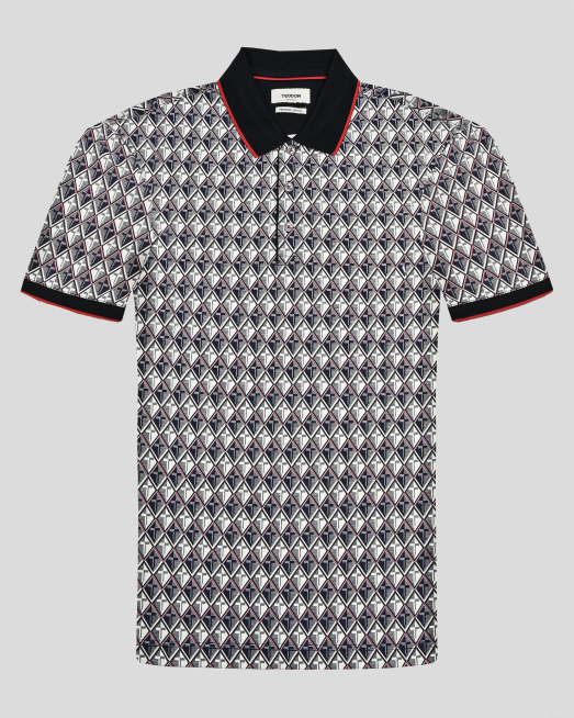 'МНОГОЦВЕТНА ПОЛО ТЕНИСКА ОТ PREMIUM ПАМУК С ЕФЕКТЕН ПРИНТ И ДЕСЕНАЦИИ