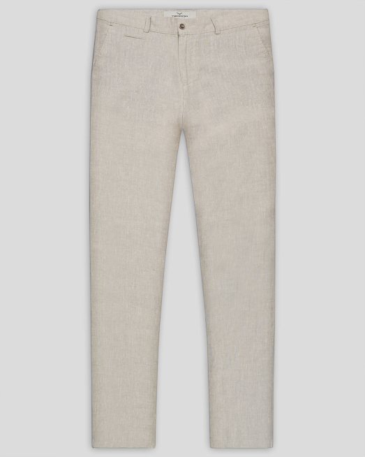 'ЛЕНЕН ЧИНО ПАНТАЛОН С ДВОЙНИ ФИЛЕТКИ И ЛОГО В БЕЖОВ МЕЛАНЖ