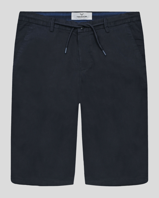 'ТЪМНОСИНИ БЕРМУДИ С ИТАЛИАНСКИ ДЖОБ  И ЛАСТИК НА КОЛАНА