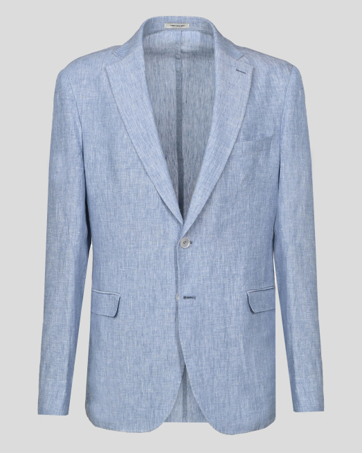 'СВЕТЛОСИНЬО ОЛЕКОТЕНО САКО МЕЛАНЖ БЕЗ ХАСТАР ОТ 100% ЛЕН 