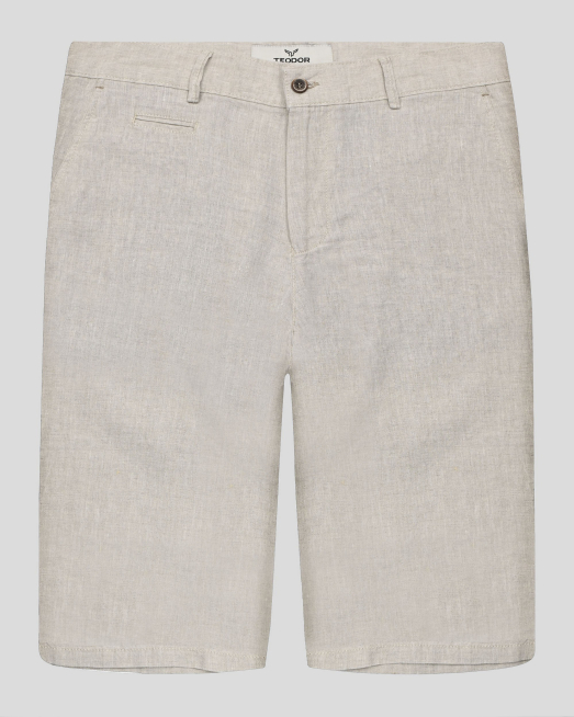 'БЕЖОВИ ЛЕНЕНИ БЕРМУДИ МЕЛАНЖ С ДВОЙНИ ФИЛЕТКИ И ЛОГО