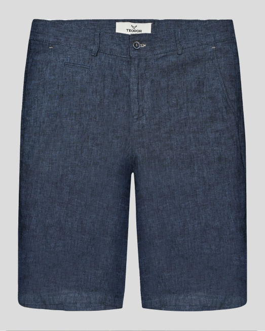 'ТЪМНОСИНИ ЛЕНЕНИ БЕРМУДИ МЕЛАНЖ С ИТАЛИАНСКИ ДЖОБ