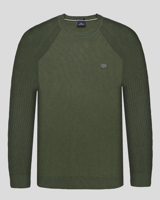 'ТЪМНОЗЕЛЕН ПУЛОВЕР С РЕГЛАН РЪКАВ ОТ PREMIUM ПАМУК