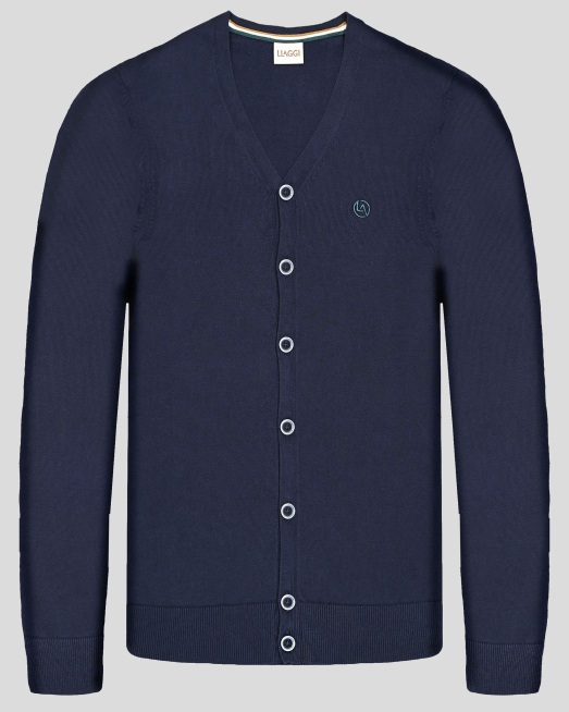 'СТИЛНА ТЪМНОСИНЯ  ЖИЛЕТКА С КОПЧЕТА И V-ОБРАЗНО ДЕКОЛТЕ