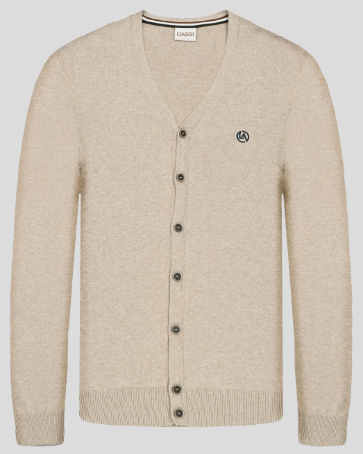 'СТИЛНА БЕЖОВА ЖИЛЕТКА МЕЛАНЖ С КОПЧЕТА И V-ОБРАЗНО ДЕКОЛТЕ