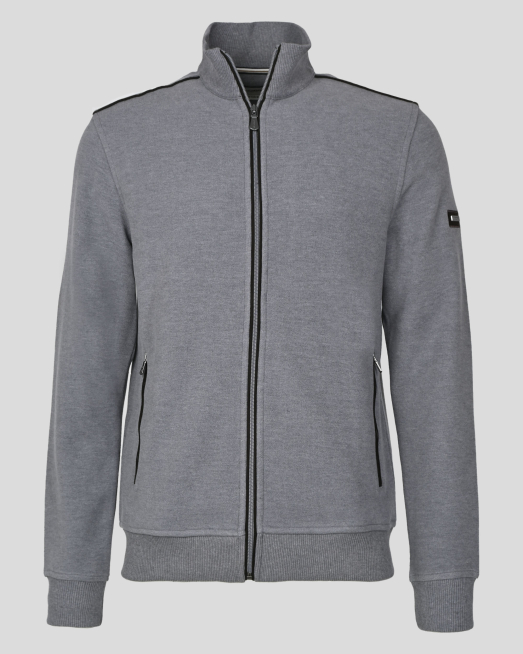 'СИВ СУИТШЪРТ С ЦИП И КОНТРАСТНИ ВЕЛУРЕНИ ЕЛЕМЕНТИ