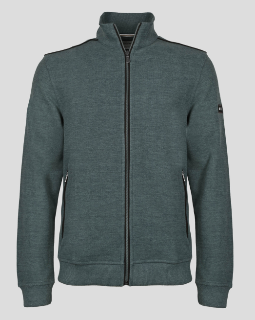 'ЗЕЛЕН СУИТШЪРТ С ЦИП И КОНТРАСТНИ ВЕЛУРЕНИ ЕЛЕМЕНТИ