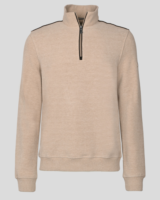 'БЕЖОВА БЛУЗА МЕЛАНЖ С КЪС ЦИП И ВЕЛУРЕНИ ЕЛЕМЕНТИ