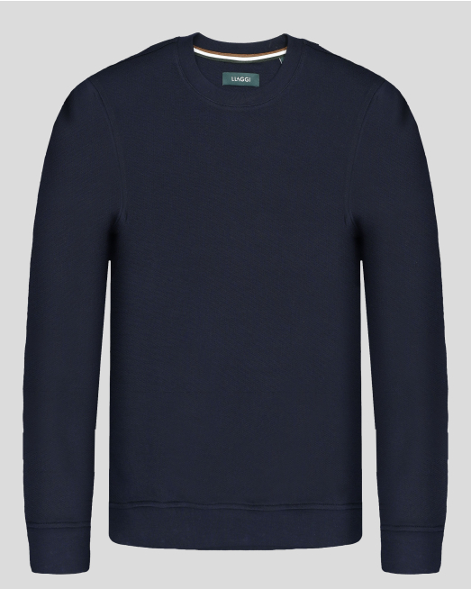 'ТЪМНОСИНЯ БЛУЗА ОТ СТРУКТУРНО ПАМУЧНО ТРИКО С ЛОГО ЕМБЛЕМА