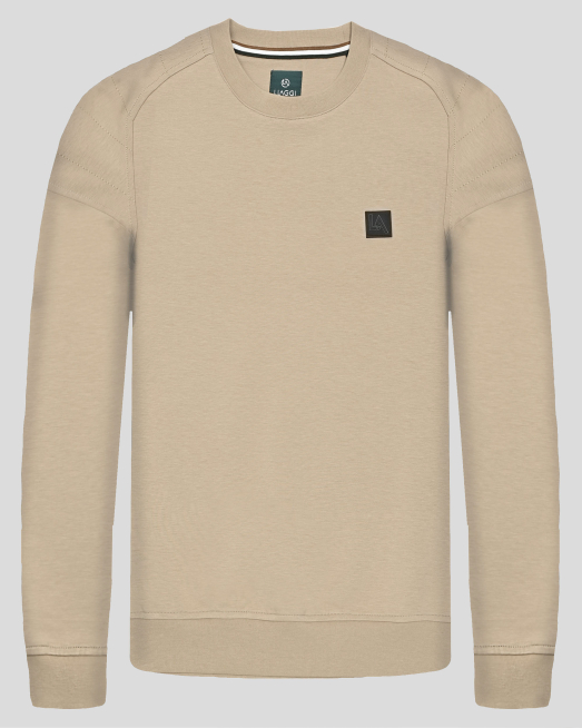 ' БЕЖОВА БЛУЗА СЪС ЗАОБЛЕНО РАМО И ГУМИРАНО ЛОГО