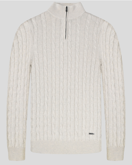 'ПУЛОВЕР С ВИСОКА ЯКА ОТ 100% PREMIUM ПАМУК  В ЦВЯТ СЛОНОВА КОСТ