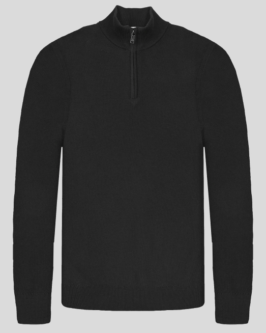 'ЧЕРЕН ПУЛОВЕР С ВИСОКА ЯКА  ОТ 100% PREMIUM ПАМУК В СИТНА СТРУКТУРА