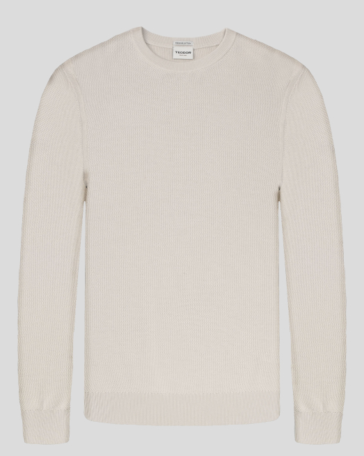 'ПУЛОВЕР С ОБЛО ДЕКОЛТЕ ОТ 100% ПРЕМИУМ ПАМУК В ЦВЯТ ЕКРЮ