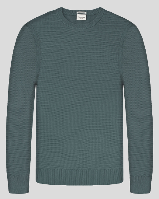 'ПУЛОВЕР ОТ 100% ПРЕМИУМ ПАМУК С ОБЛО ДЕКОЛТЕ  В ЦВЯТ ПЕТРОЛ