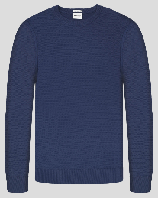 'СИН ПУЛОВЕР В СИТНА СТРУКТУРА ОТ 100% PREMIUM ПАМУК 
