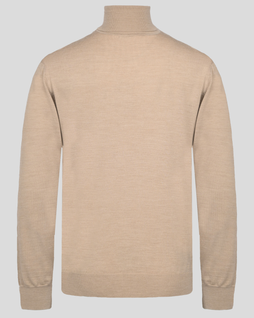 'БЕЖОВ ПУЛОВЕР С ПОЛО ЯКА ОТ 100% ЕКСТРА ФИНА ВЪЛНА МЕРИНО 