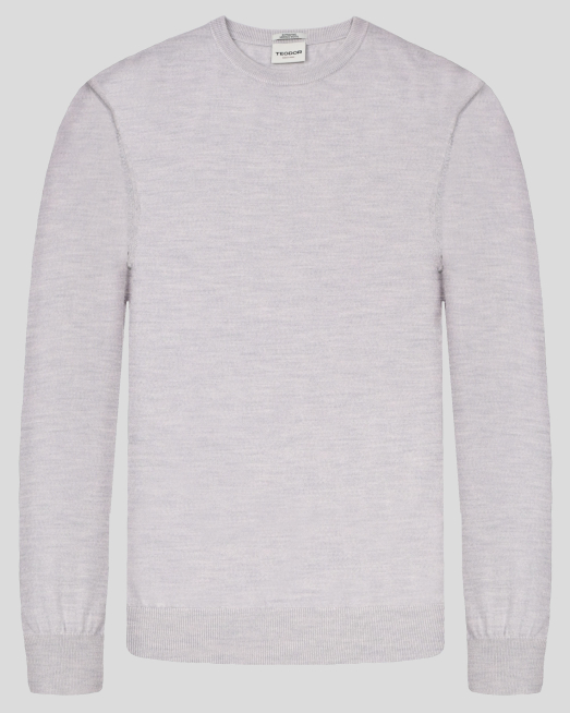 'ПУЛОВЕР ОТ 100% ЕКСТРА ФИНА ВЪЛНА МЕРИНО В СВЕТЛОСИВ МЕЛАНЖ