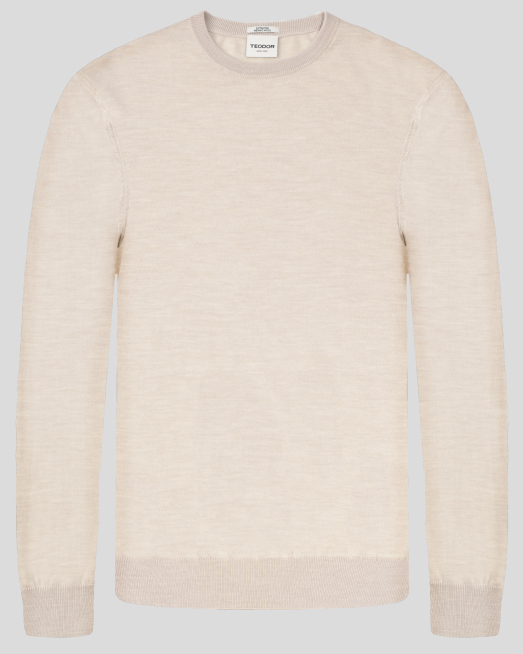 'СВЕТЛО БЕЖОВ ПУЛОВЕР С ОБЛО ДЕКОЛТЕ ОТ 100% ЕКСТРА ФИНА МЕРИНО ВЪЛНА 