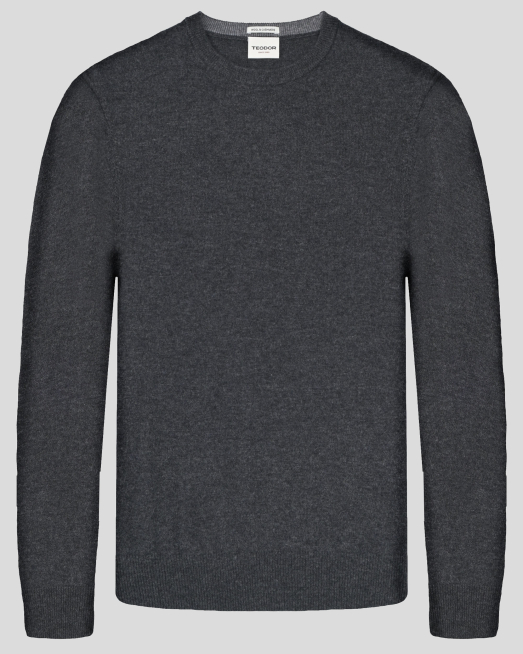 'МЕЛАНЖИРАН ПУЛОВЕР ОТ ЕКСТРА ФИНА ВЪЛНА И КАШМИР В ЦВЯТ АНТРАЦИТ