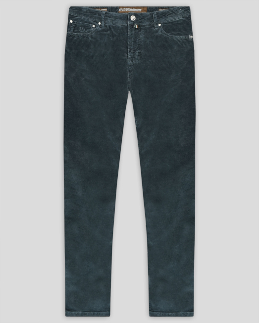 ' РИПСЕН ПАНТАЛОН С 5 ДЖОБА И БРОДЕРИЯ ЛОГО В ЦВЯТ ПЕТРОЛ