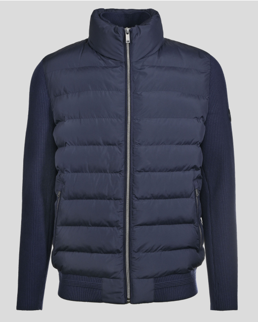 'ТЪМНОСИНЬО КАПИТОНИРАНО КЪСО ЯКЕ С ПЛЕТЕНИ РЪКАВИ И ЛОГО