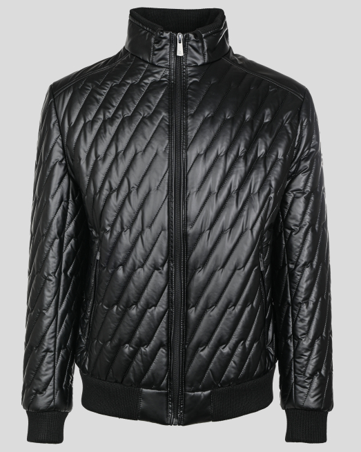 'ЧЕРНО КЪСО КАПИТОНИРАНО ЯКЕ С ИЗРАЗЕН РЕЛЕФ И ЛОГО ЕМБЛЕМА