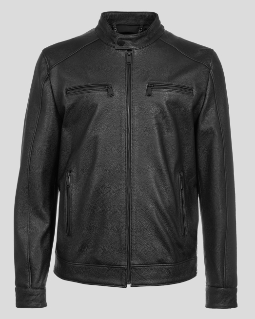 ' ЧЕРНО ЯКЕ ОТ СТРУКТУРНА ЕЛЕНСКА КОЖА С МЕТАЛНО ЛОГО