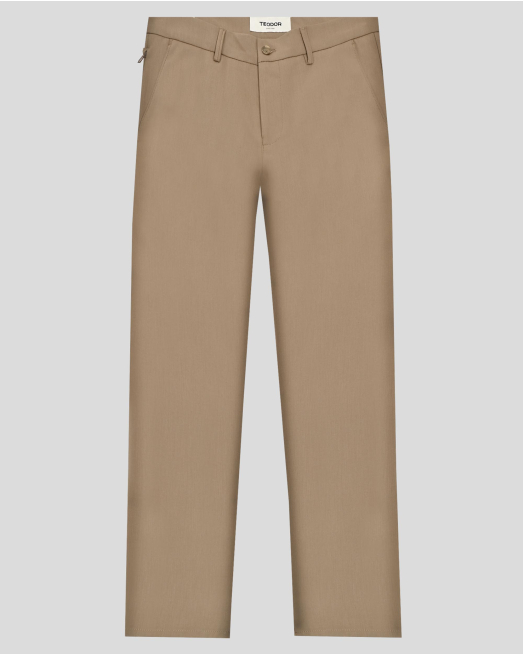 ' БЕЖОВ ЧИНО ПАНТАЛОН ОТ ФИНА ВЪЛНА С ЕЛАСТАН СИЛНО ВТАЛЕН СИЛУЕТ