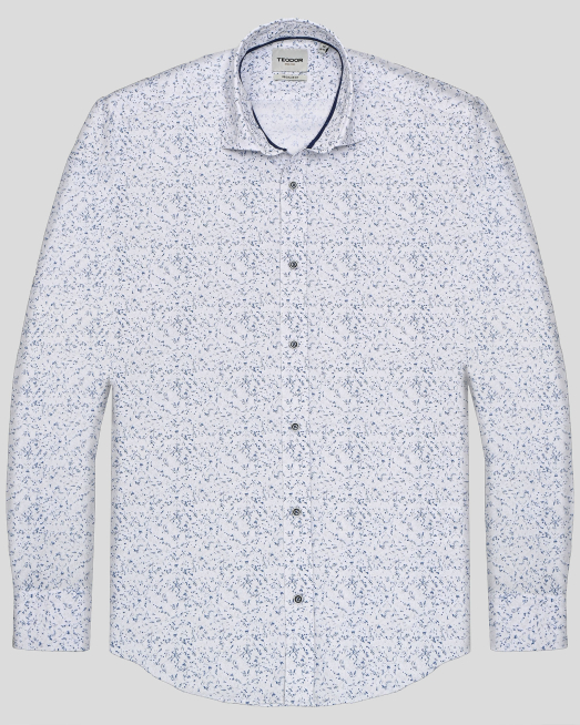 'БЯЛА РИЗА С ЕФЕКТЕН КОНТРАСТЕН ПРИНТ СВОБОДЕН СИЛУЕТ