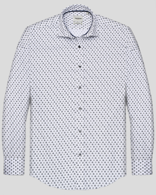 'БЯЛА РИЗА В СИТНА СТРУКТУРА С КОНТРАСТНИ ФЛОРАЛНИ ЕЛЕМЕНТИ